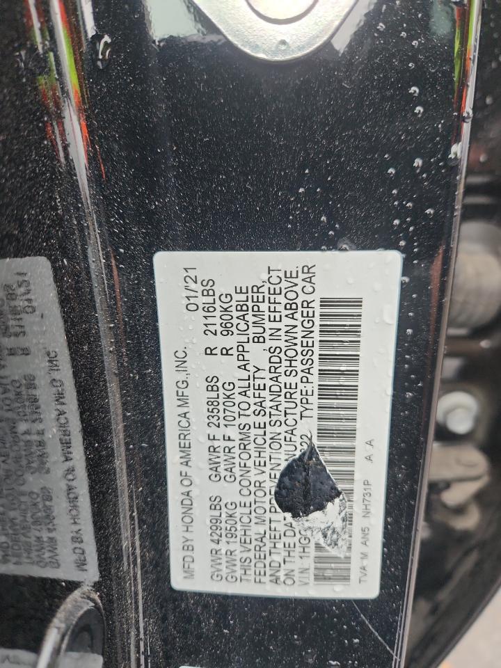 2021 Honda Accord Lx VIN: 1HGCV1F11MA033322 Lot: 63593425