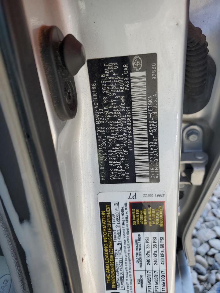 2013 Toyota Camry L VIN: 4T1BF1FK9DU660621 Lot: 62313845