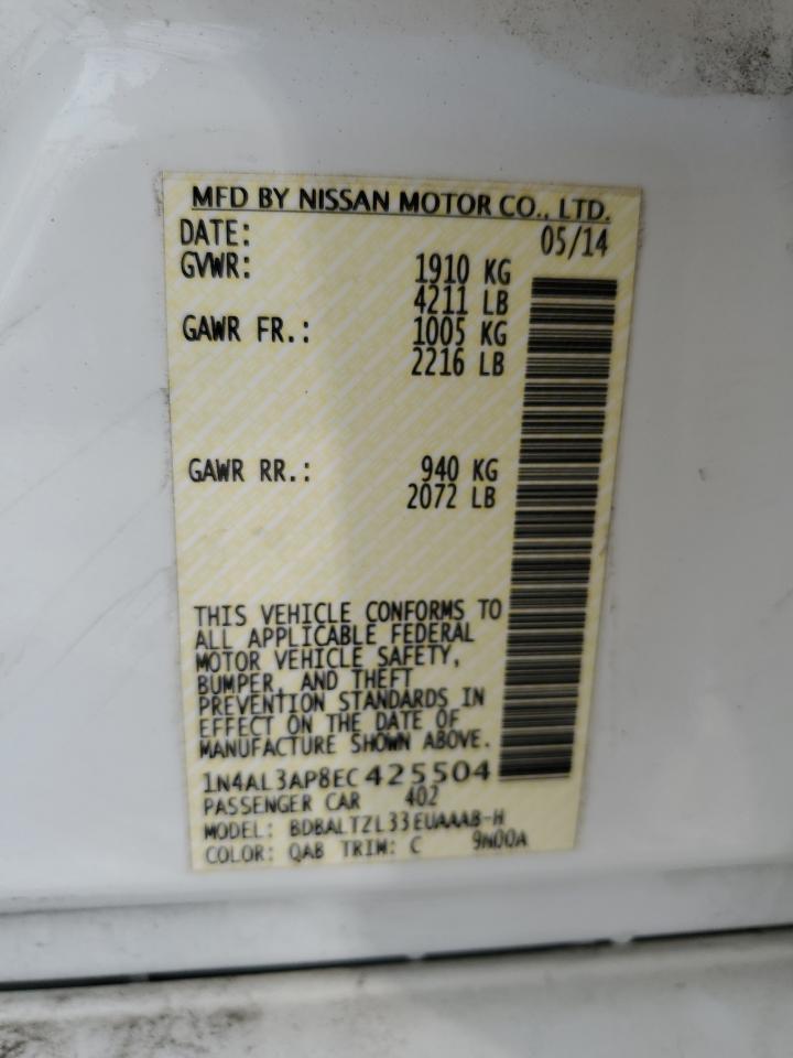 2014 Nissan Altima 2.5 VIN: 1N4AL3AP8EC425504 Lot: 65083465