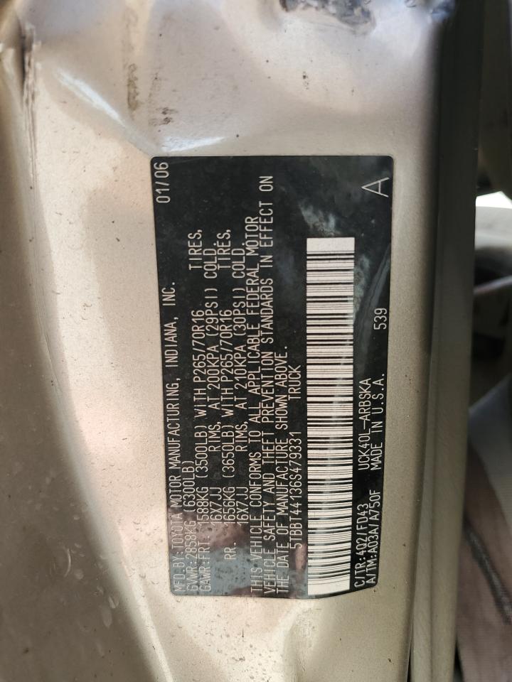 2006 Toyota Tundra Access Cab Sr5 VIN: 5TBBT44136S479331 Lot: 64252185