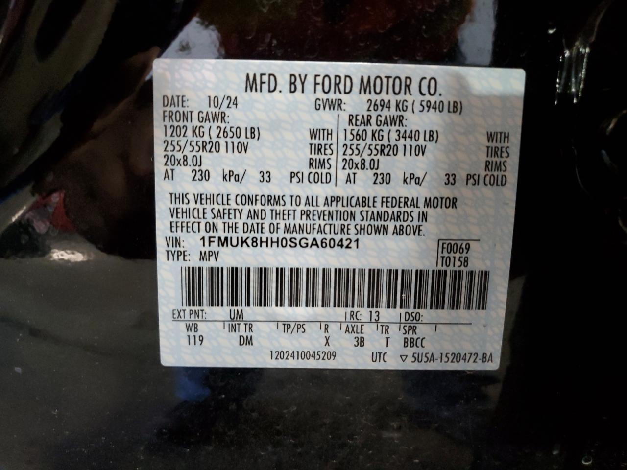 1FMUK8HH0SGA60421 FORD EXPLORER 2025