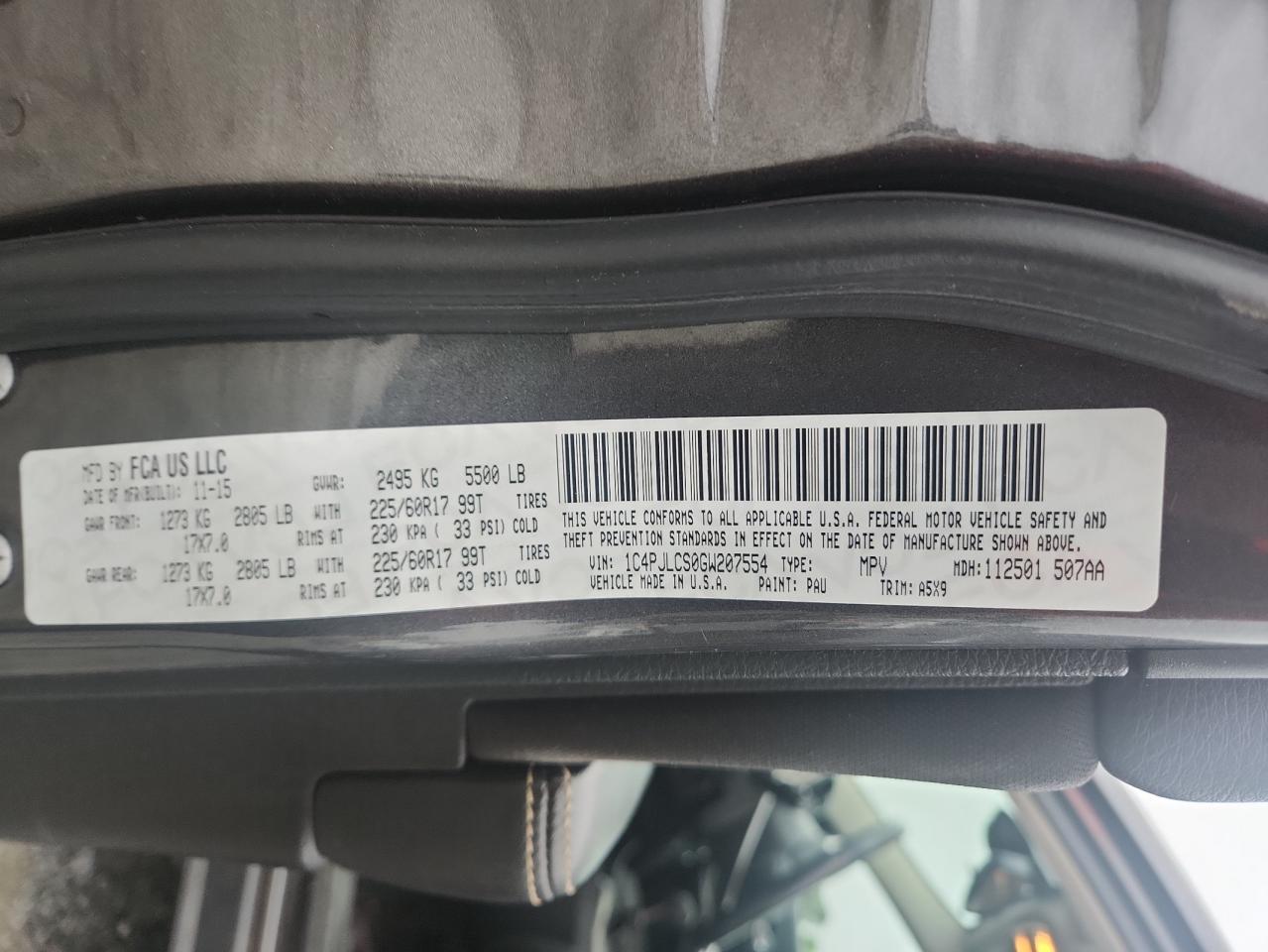 2016 Jeep Cherokee Latitude VIN: 1C4PJLCS0GW207554 Lot: 63740375