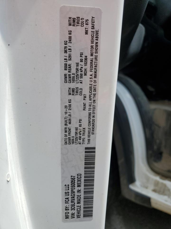 2023 Ram Promaster 1500 1500 Standard VIN: 3C6LRVAG9PE600567 Lot: 64395535