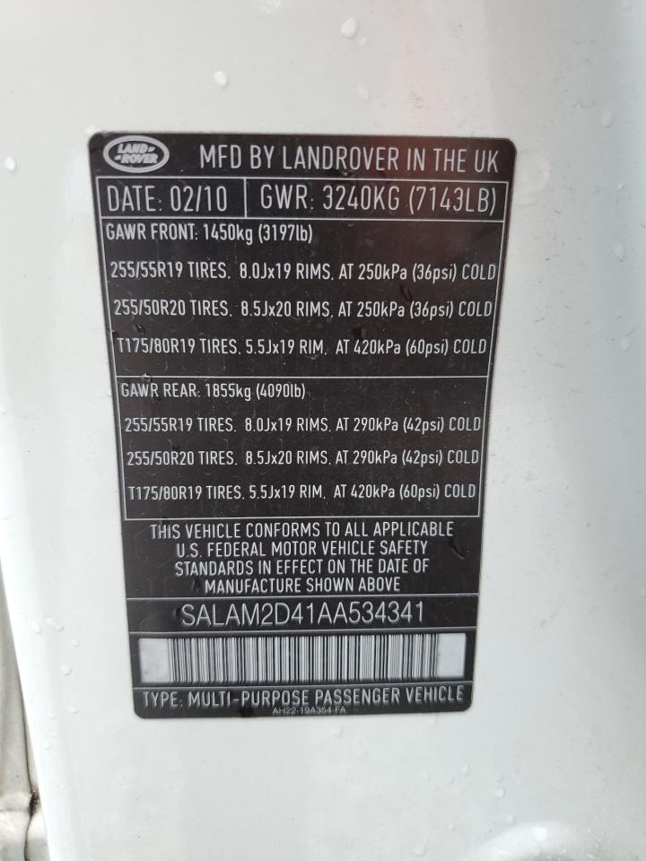 2010 Land Rover Lr4 Hse Plus VIN: SALAM2D41AA534341 Lot: 64078325
