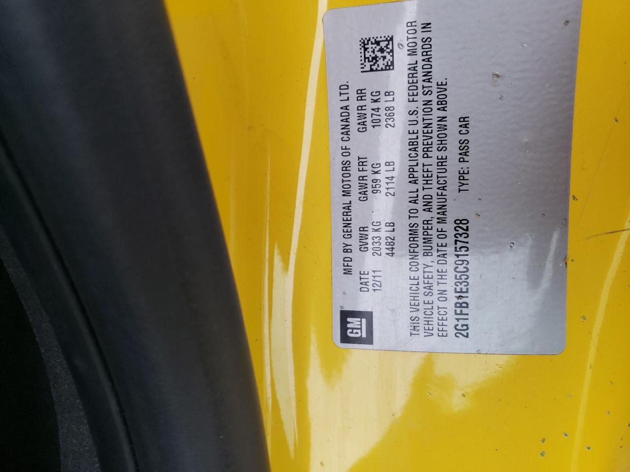 2012 Chevrolet Camaro Lt VIN: 2G1FB1E35C9157328 Lot: 64038635