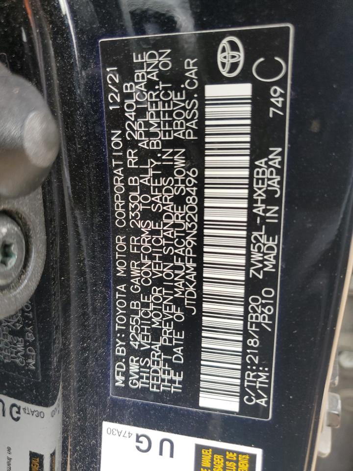 2022 Toyota Prius Prime Le VIN: JTDKAMFP9N3208496 Lot: 65466725
