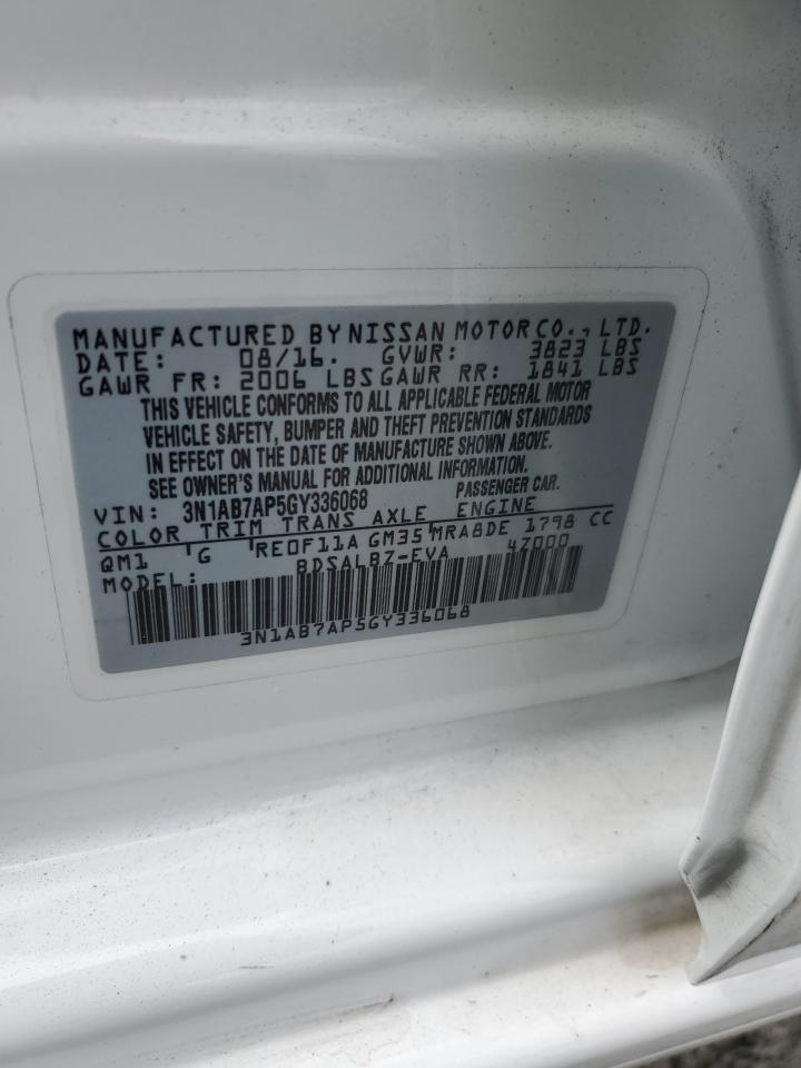 2016 Nissan Sentra S VIN: 3N1AB7AP5GY336068 Lot: 65080685