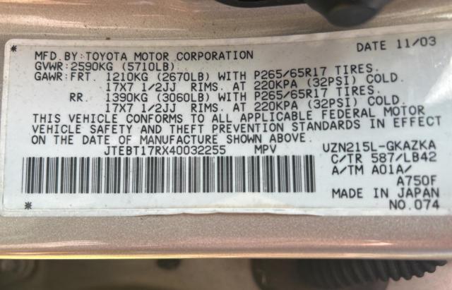 2004 TOYOTA 4RUNNER LIMITED  