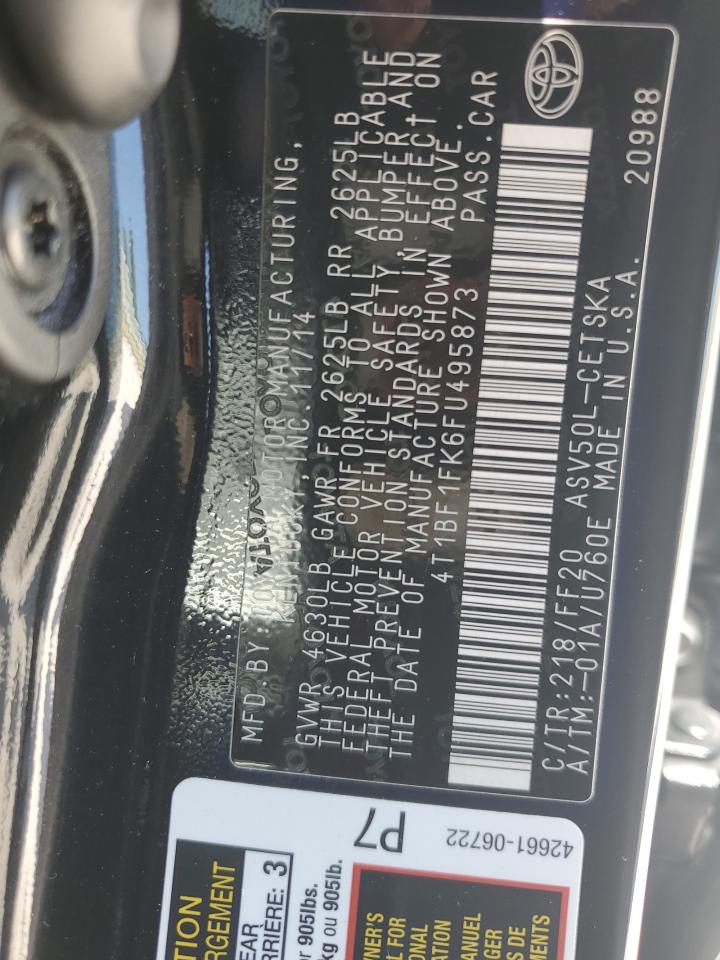 2015 Toyota Camry Le VIN: 4T1BF1FK6FU495873 Lot: 64560855
