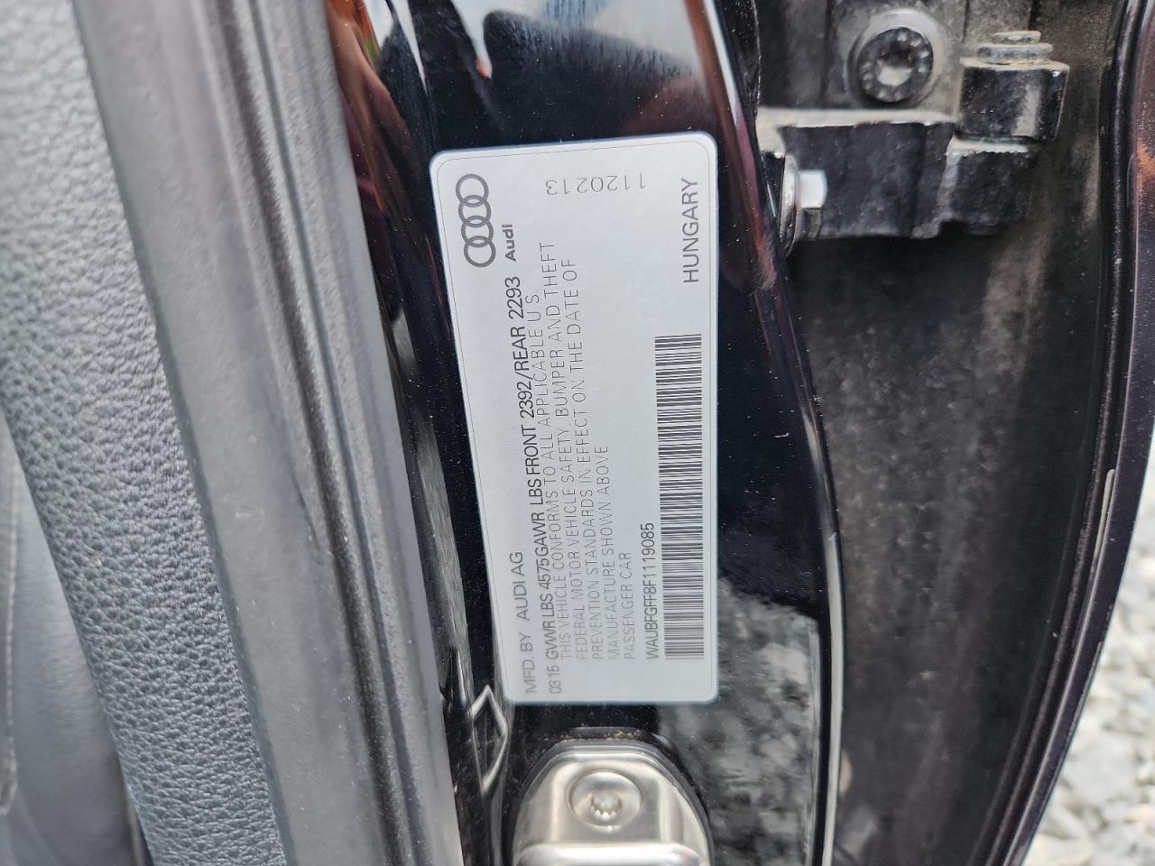 2015 Audi A3 Premium VIN: WAUBFGFF8F1119085 Lot: 61950445