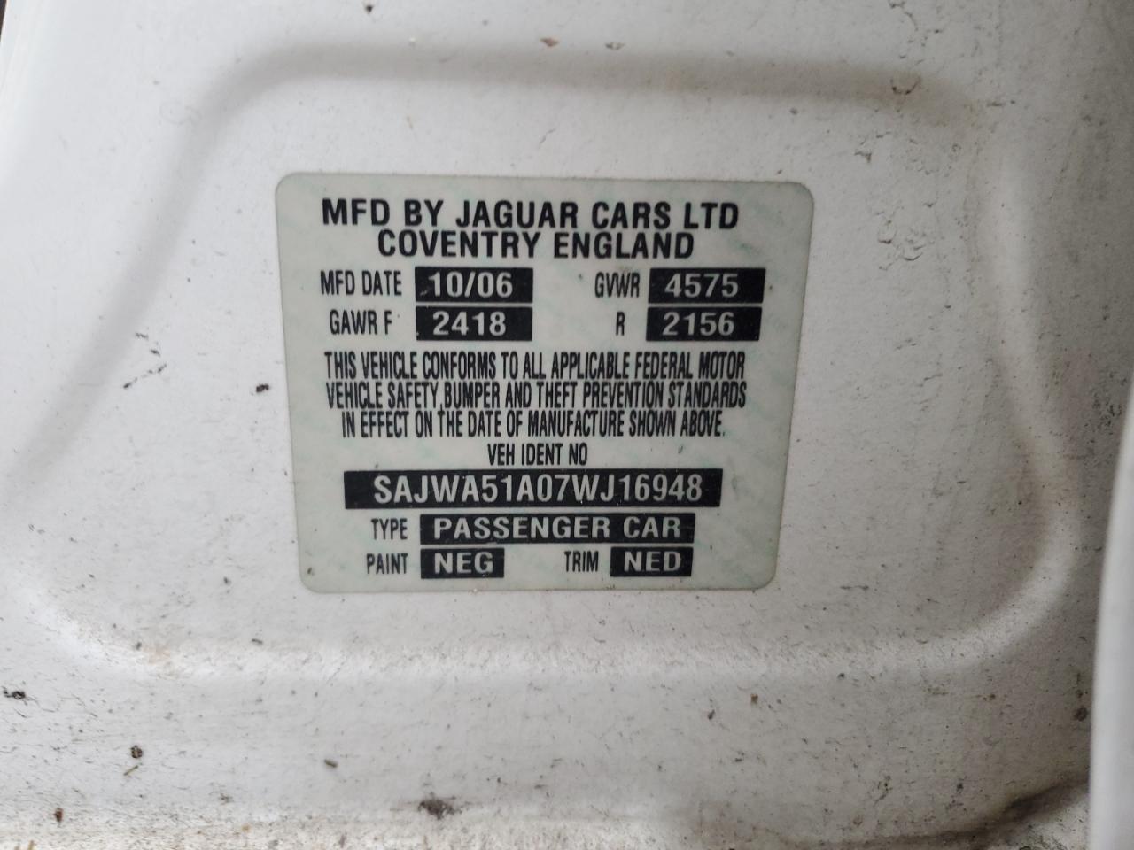 2007 Jaguar X-Type 3.0 VIN: SAJWA51A07WJ16948 Lot: 64726675