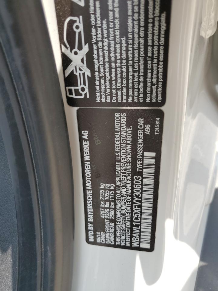 2015 BMW X1 xDrive28I VIN: WBAVL1C5XFVY30603 Lot: 66102555