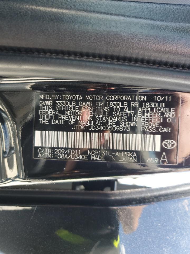 2012 Toyota Yaris VIN: JTDKTUD34CD509873 Lot: 65317645
