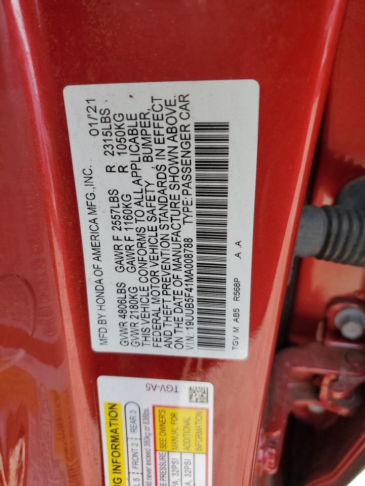 2021 Acura Tlx Technology VIN: 19UUB5F41MA008788 Lot: 62932525