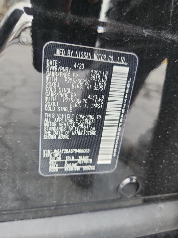 2023 Nissan Armada Sl VIN: JN8AY2BA8P9405063 Lot: 66562415