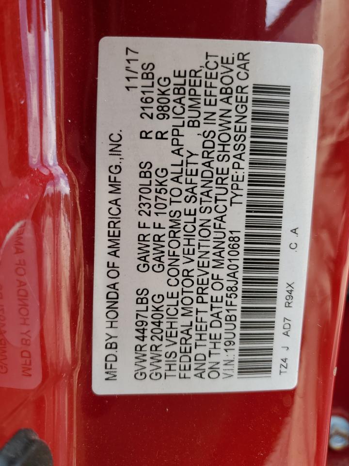 19uub1f58ja010681 19UUB1F58JA010681 2018 Acura Tlx Tech