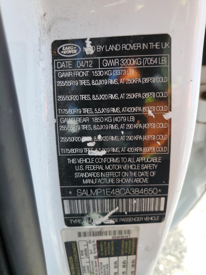 2012 Land Rover Range Rover Autobiography VIN: SALMP1E48CA384650 Lot: 63293455