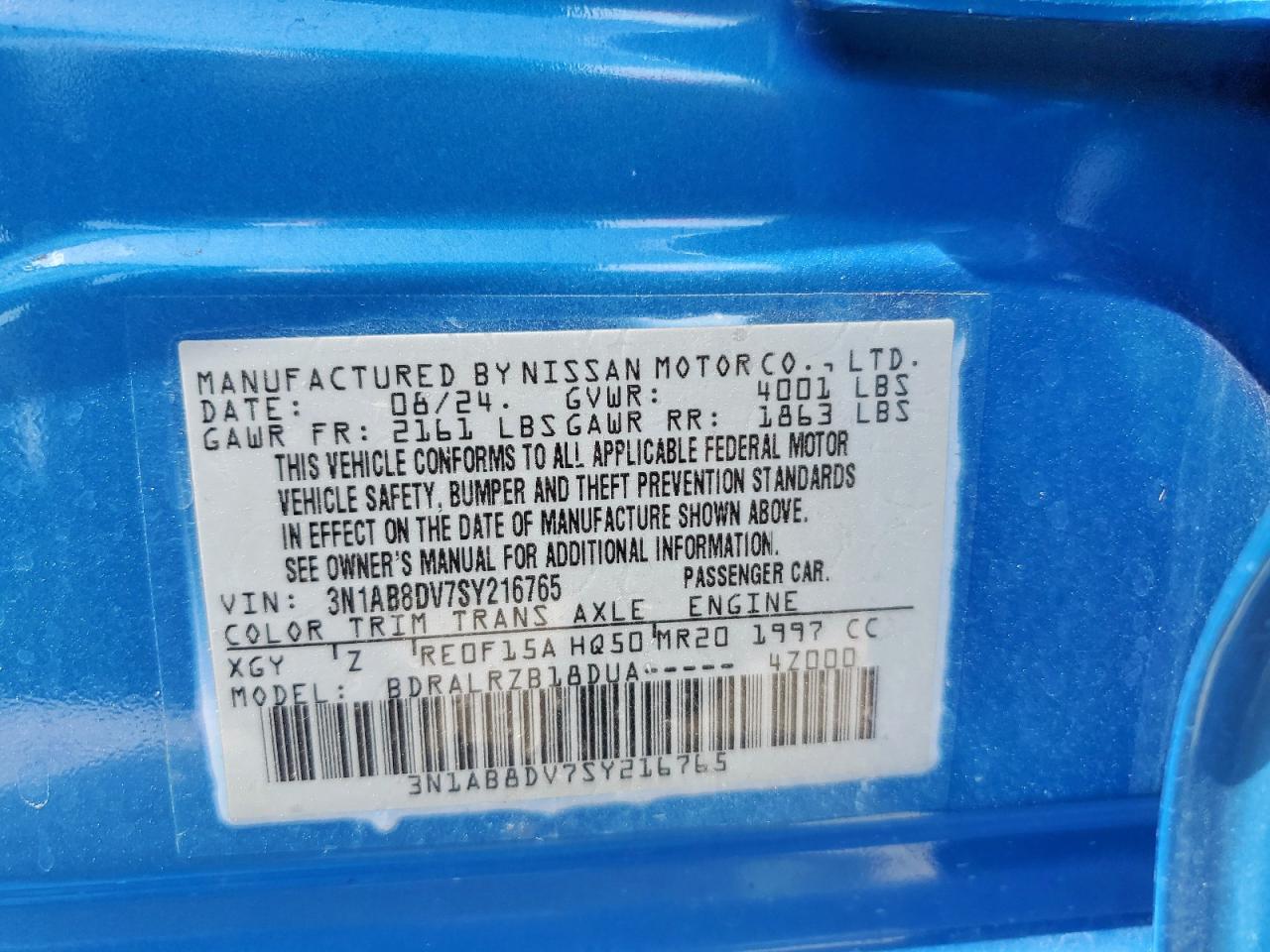 3N1AB8DV7SY216765 NISSAN SENTRA 2025