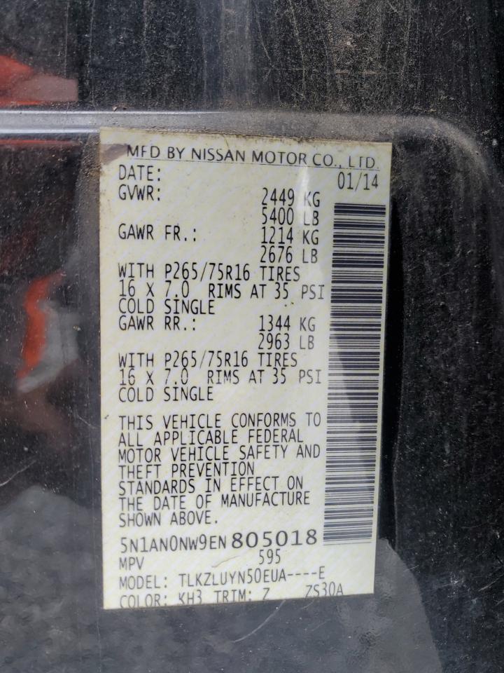 5n1an0nw9en805018 5N1AN0NW9EN805018 2014 Nissan Xterra X