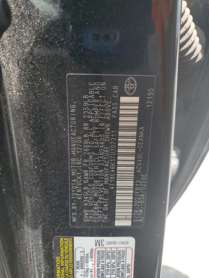 2007 Toyota Camry Ce VIN: 4T1BE46K17U107311 Lot: 65554925