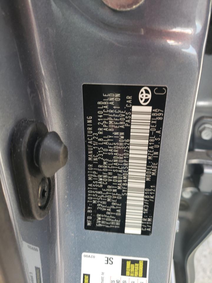 2024 Toyota Corolla Le VIN: 5YFB4MDE5RP107526 Lot: 62343165