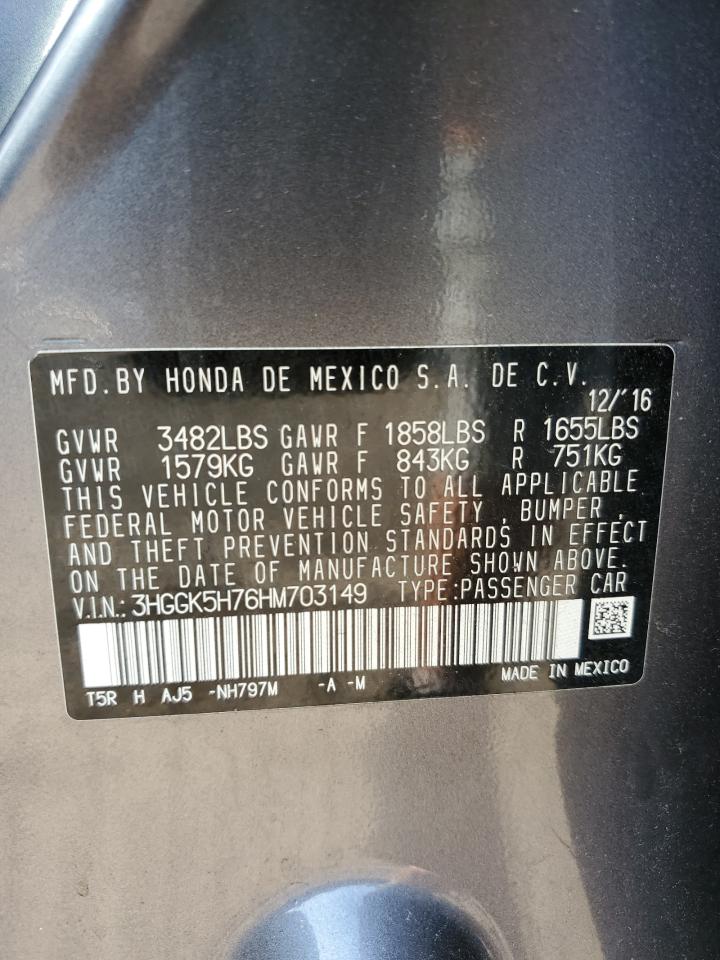 2017 Honda Fit Ex VIN: 3HGGK5H76HM703149 Lot: 63967125