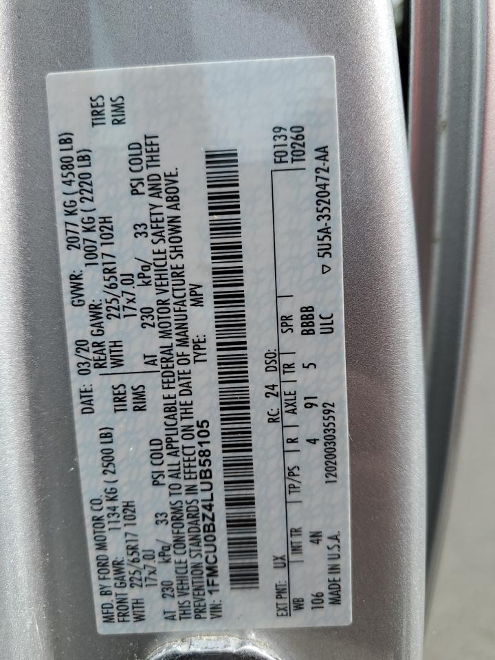 1FMCU0BZ4LUB58105 FORD ESCAPE 2020