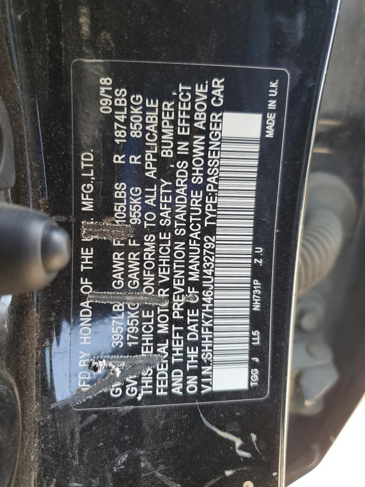 2018 Honda Civic Sport VIN: SHHFK7H46JU432792 Lot: 64142855