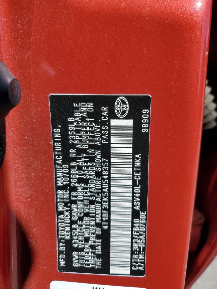 2010 Toyota Camry Base VIN: 4T1BF3EK5AU548357 Lot: 64283655