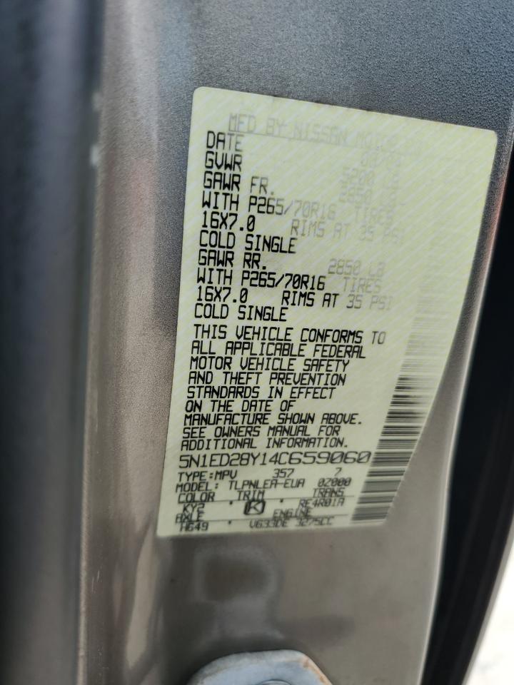 2004 Nissan Xterra Xe VIN: 5N1ED28Y14C659060 Lot: 64620525
