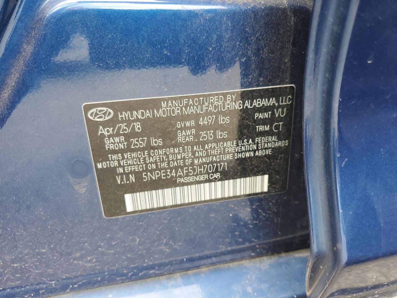 2018 Hyundai Sonata Sport VIN: 5NPE34AF5JH707171 Lot: 64593595