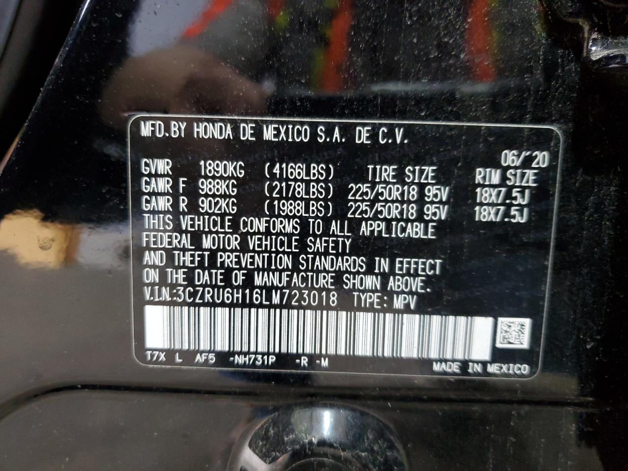 2020 Honda Hr-V Sport VIN: 3CZRU6H16LM723018 Lot: 64727715