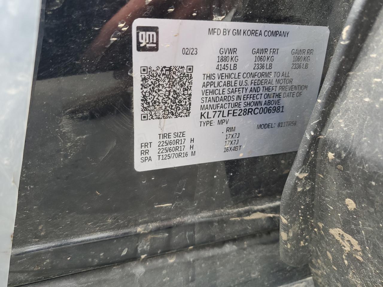 2024 Chevrolet Trax Ls VIN: KL77LFE28RC006981 Lot: 63583455