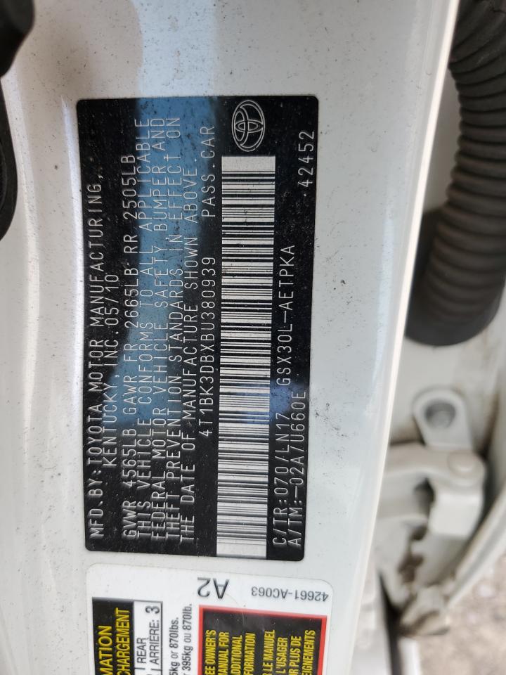 2011 Toyota Avalon Base VIN: 4T1BK3DBXBU380939 Lot: 65172805