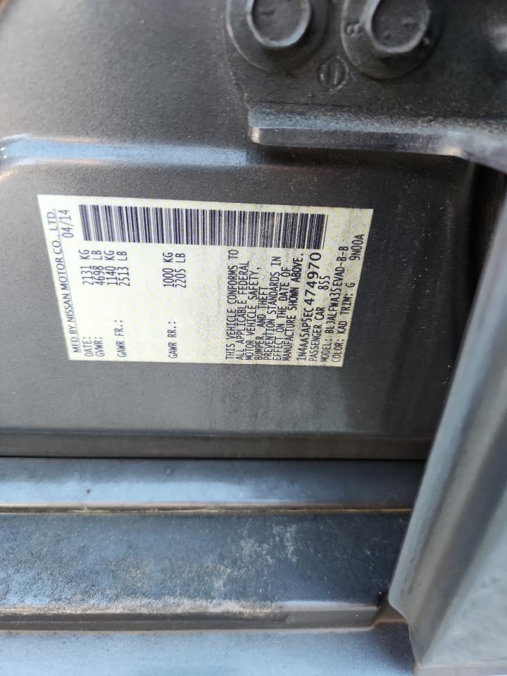 2014 Nissan Maxima S VIN: 1N4AA5AP5EC474970 Lot: 65428595