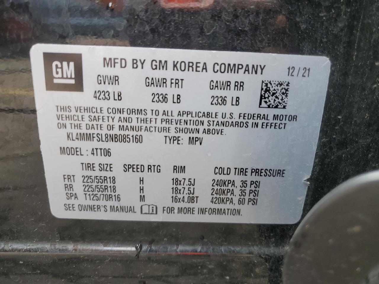 2022 Buick Encore Gx Essence VIN: KL4MMFSL8NB085160 Lot: 65381465