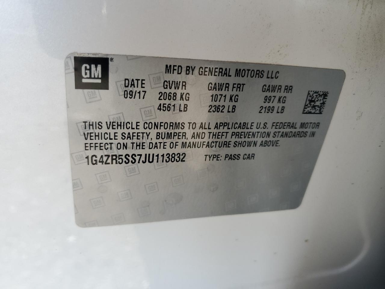 2018 Buick Lacrosse Premium VIN: 1G4ZR5SS7JU113832 Lot: 64387115