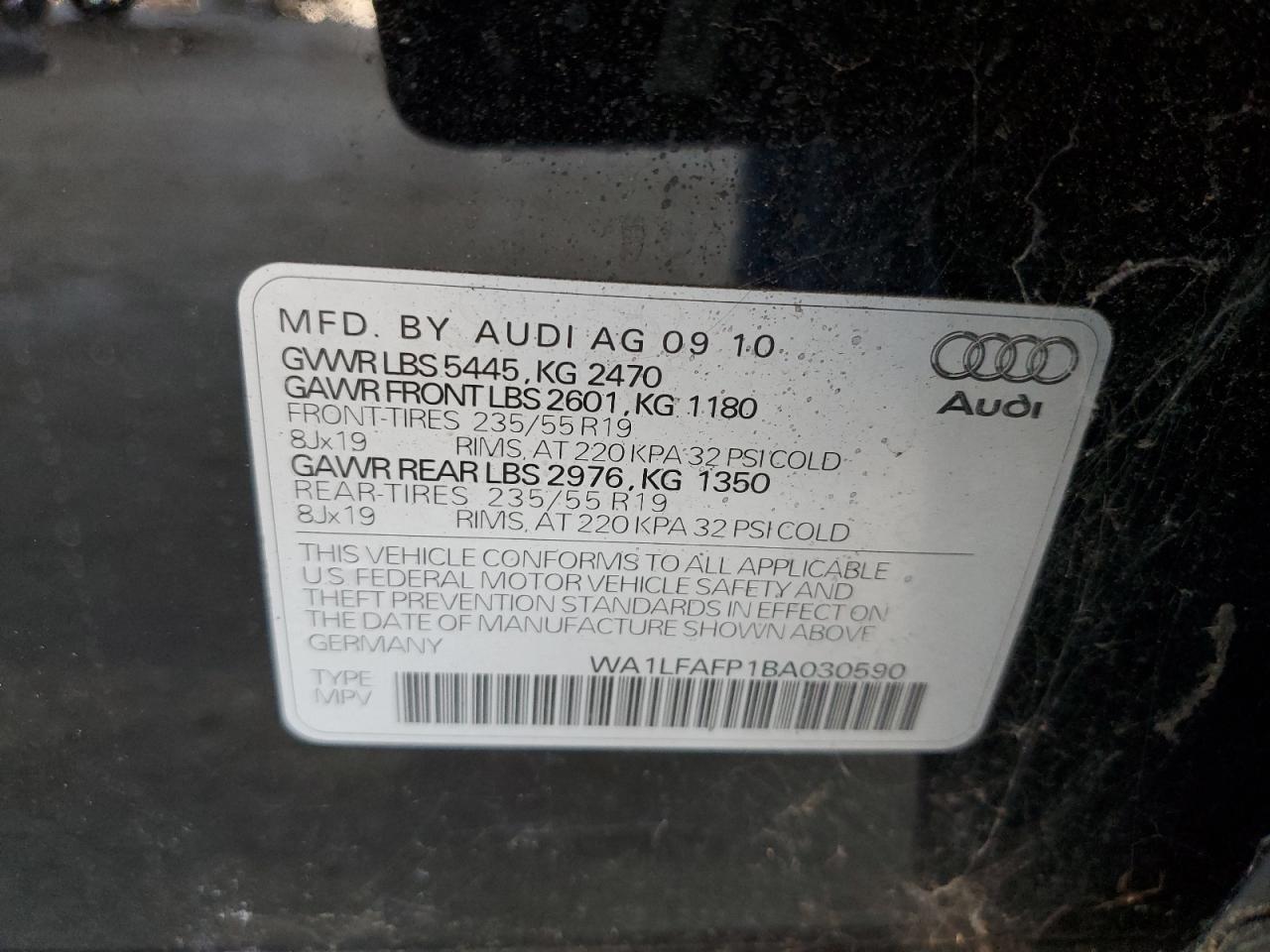 2011 Audi Q5 Premium Plus VIN: WA1LFAFP1BA030590 Lot: 64879115