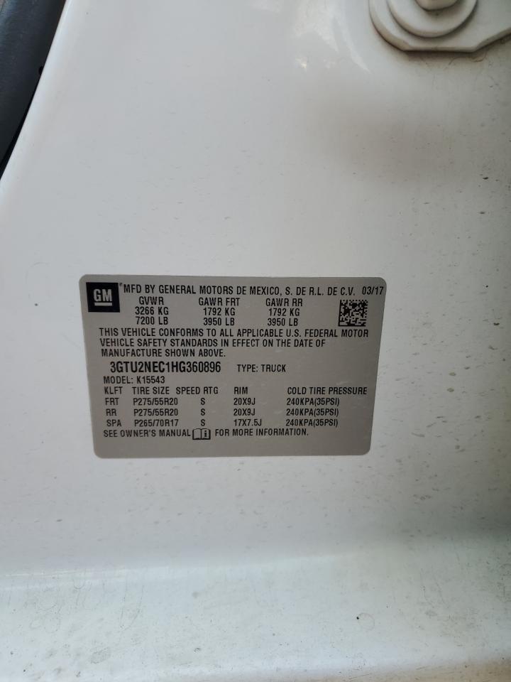 2017 GMC Sierra K1500 Slt VIN: 3GTU2NEC1HG360896 Lot: 67150805