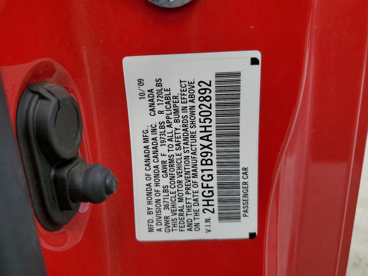 2010 Honda Civic Exl VIN: 2HGFG1B9XAH502892 Lot: 65364005