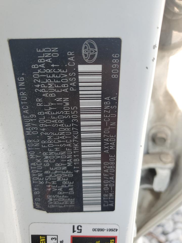 2016 Toyota Camry L VIN: 4T1B11HK7KU773055 Lot: 65027425
