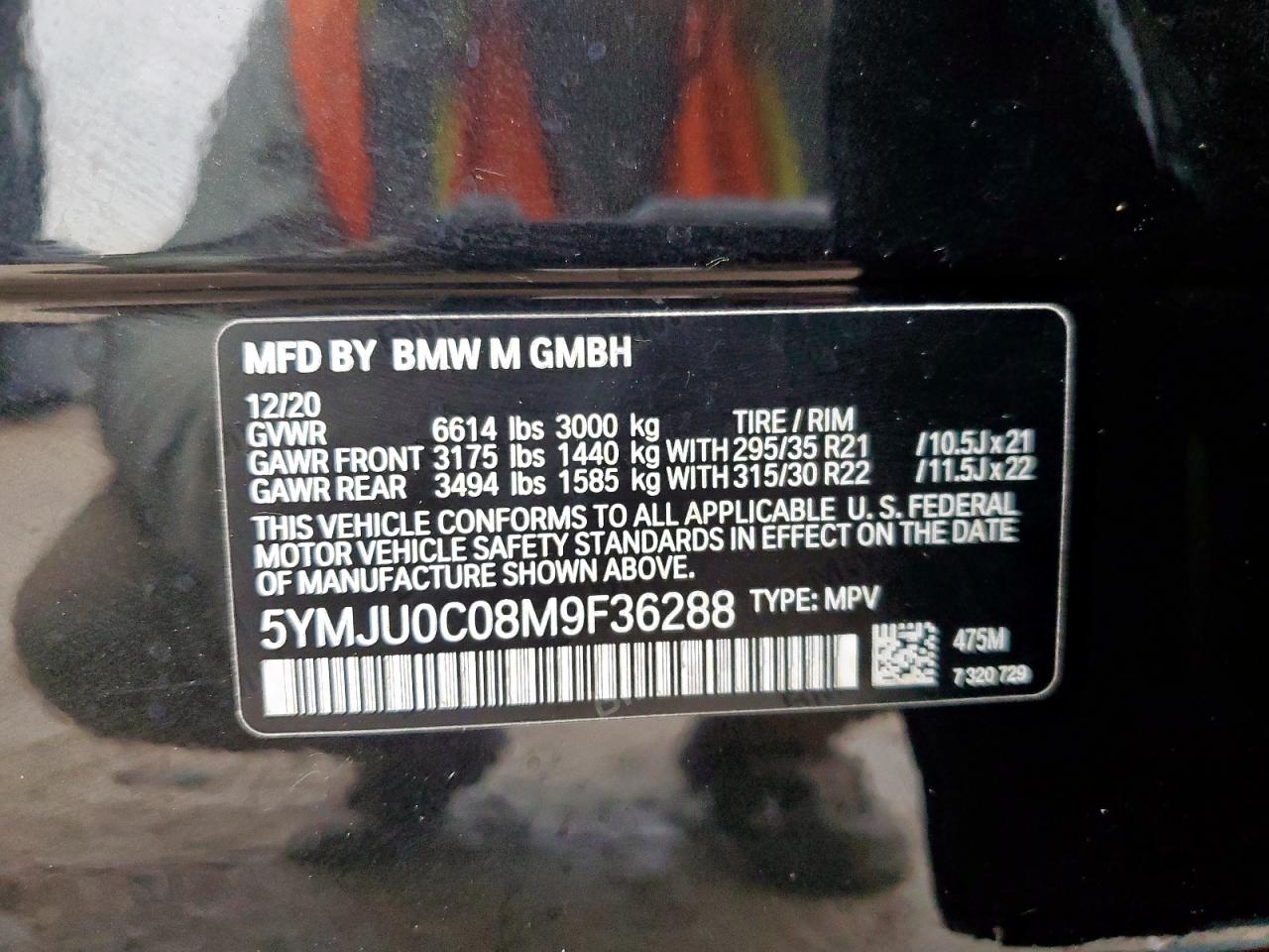5ymju0c08m9f36288 5YMJU0C08M9F36288 2021 BMW X5 M