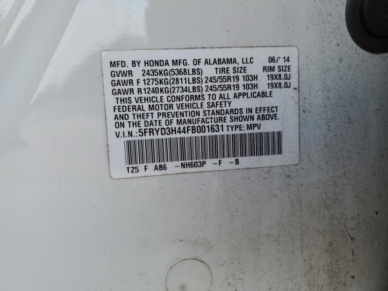 5fryd3h44fb001631 5FRYD3H44FB001631 2015 Acura Mdx Technology