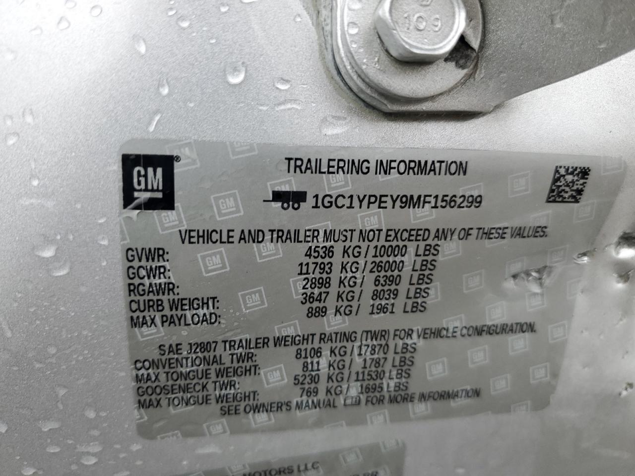 2021 Chevrolet Silverado K2500 Heavy Duty Ltz VIN: 1GC1YPEY9MF156299 Lot: 66704395