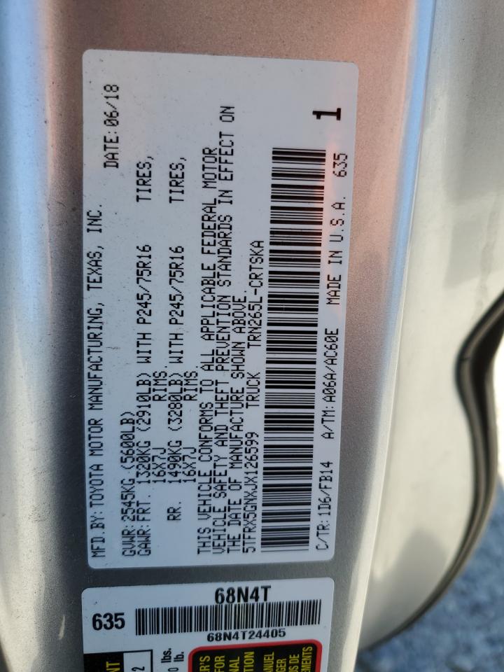 5TFRX5GNXJX126599 TOYOTA TACOMA 2018