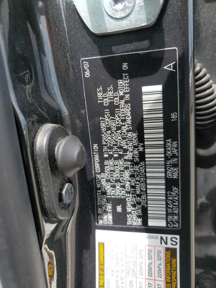 2007 Toyota 4Runner Sr5 VIN: JTEBU14R878104836 Lot: 65506655