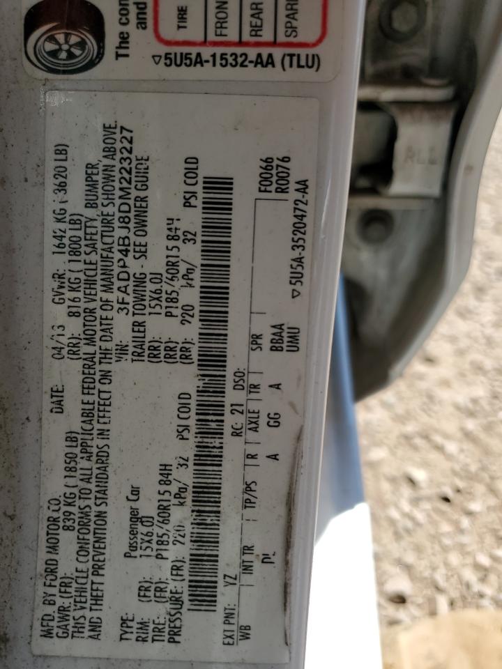 2013 Ford Fiesta Se VIN: 3FADP4BJ8DM223227 Lot: 63459755