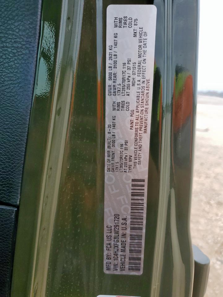 2020 Jeep Wrangler Unlimited Rubicon VIN: 1C4HJXFG8LW291720 Lot: 65159345