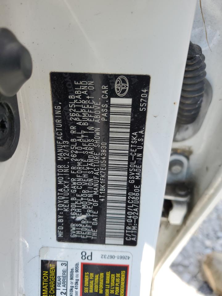 2014 Toyota Camry Se VIN: 4T1BK1FK7EU543830 Lot: 64033895