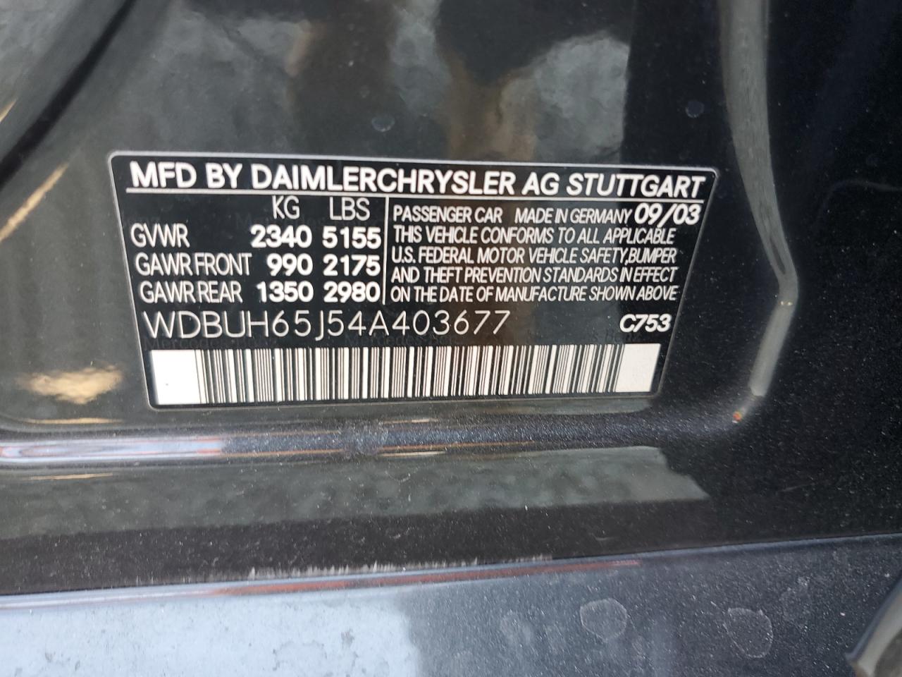 2004 Mercedes-Benz E 320 VIN: WDBUH65J54A403677 Lot: 64822955